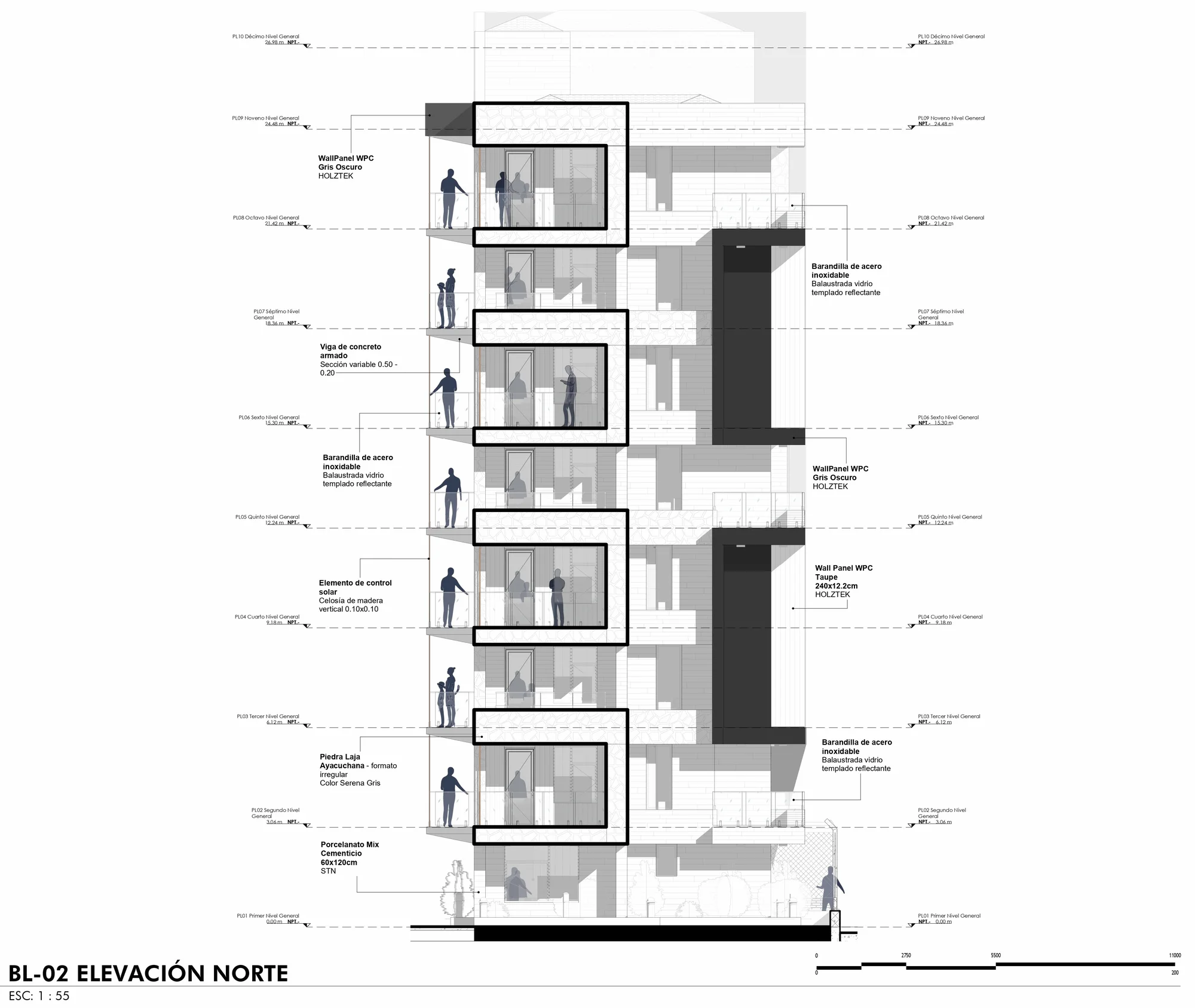 North elevation of block 02