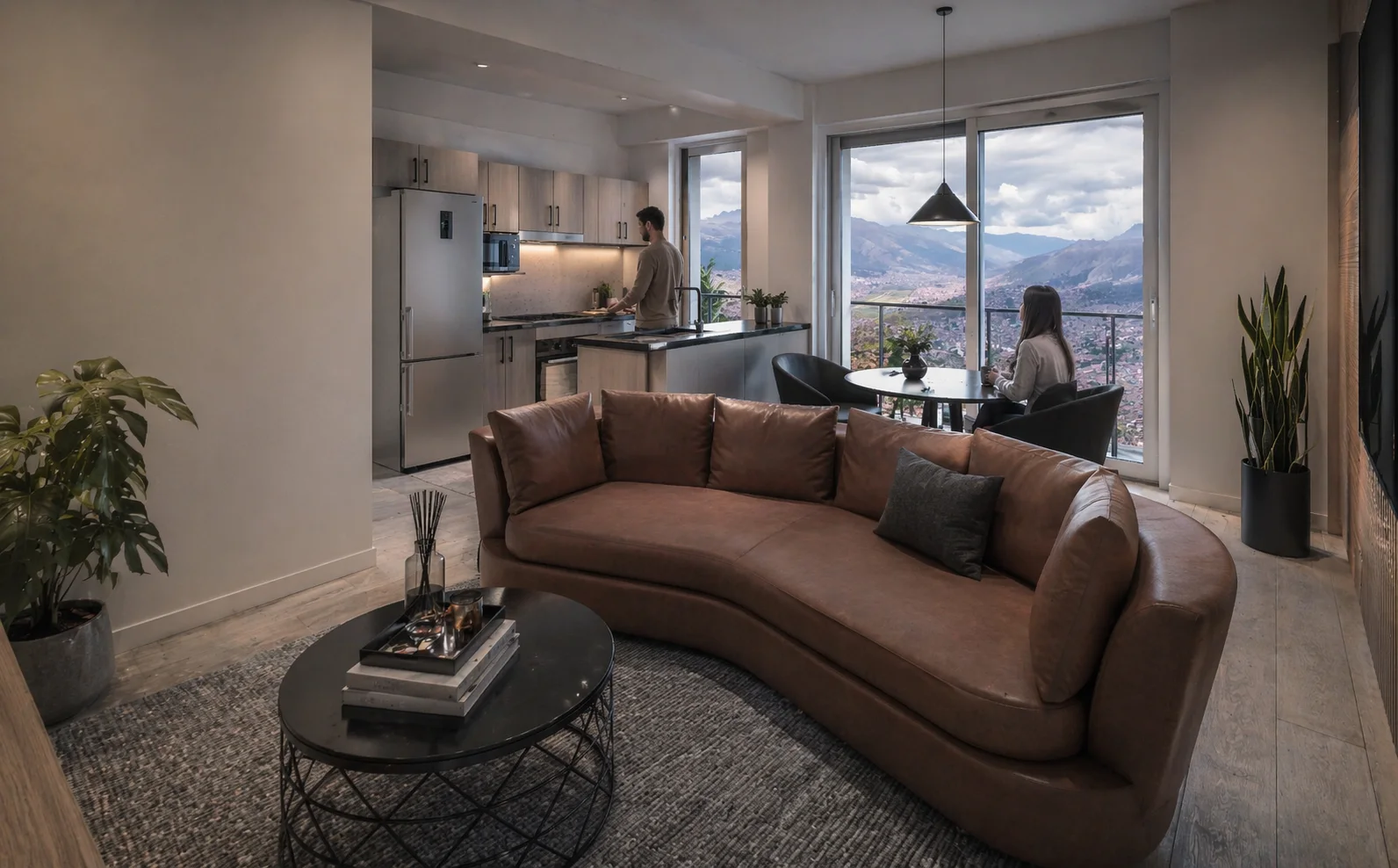 Living room in a couple's apartment
