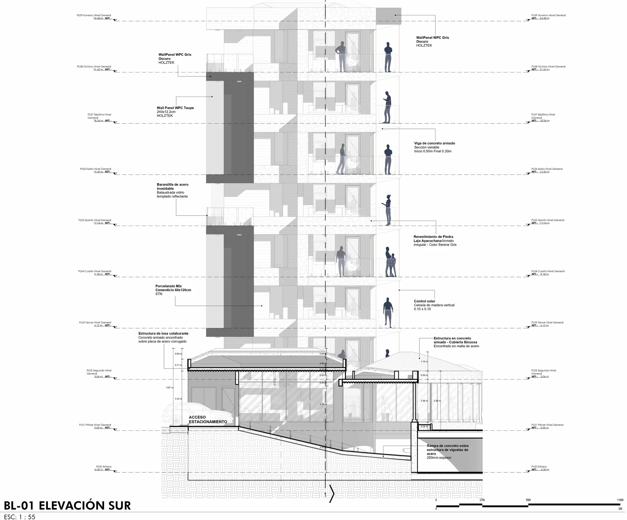 South elevation of block 01