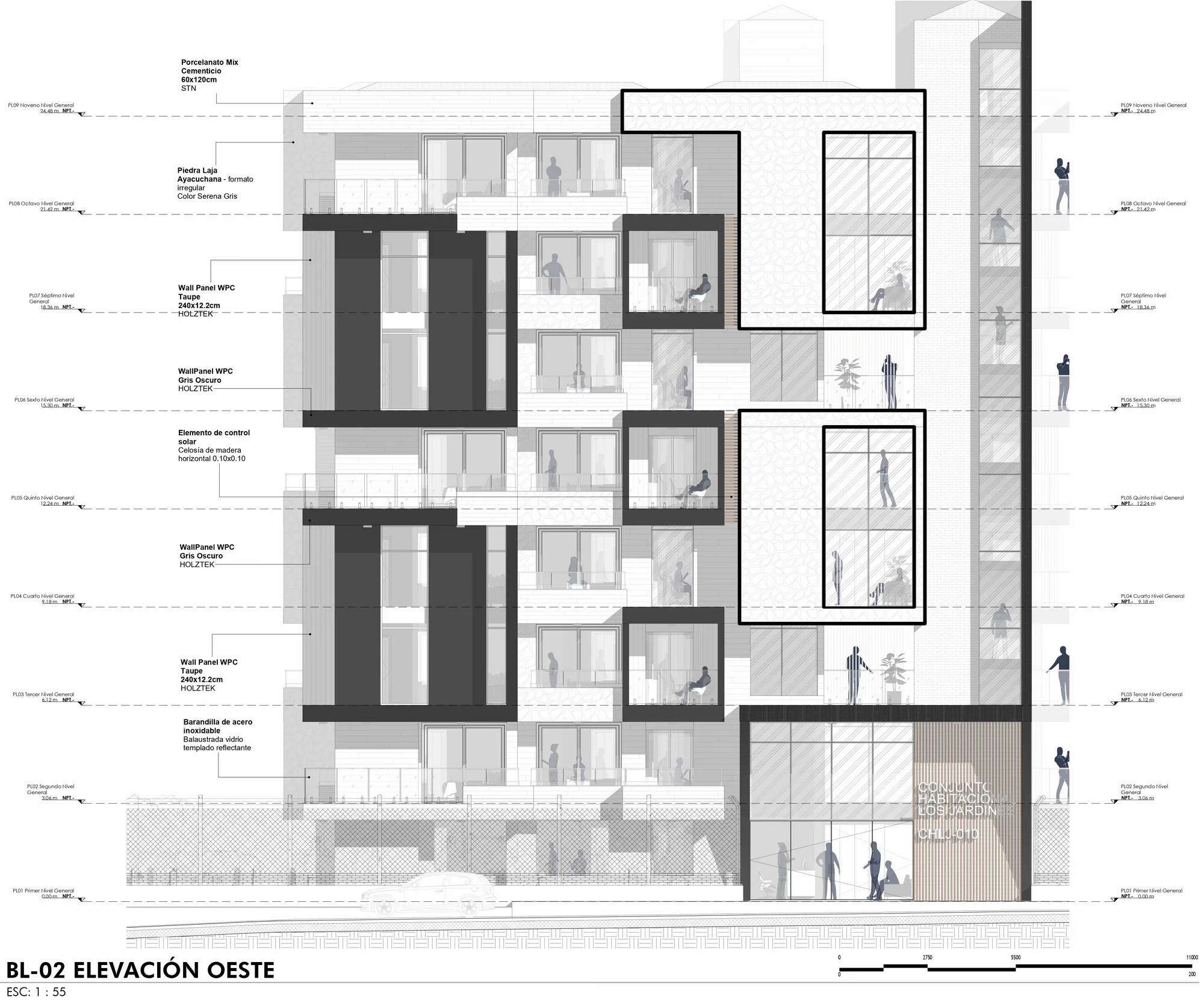 West elevation of block 02