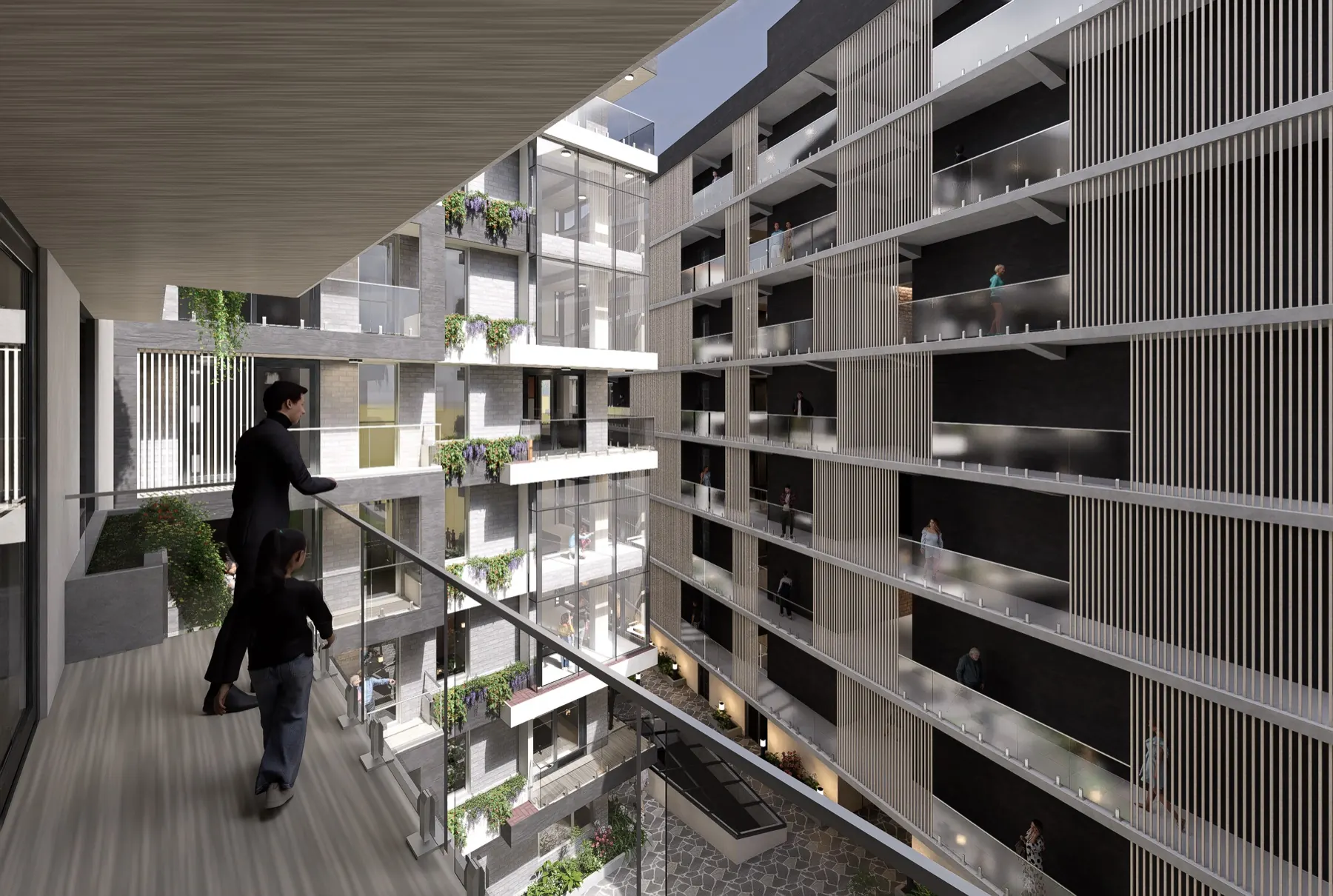 Shared terrace between blocks